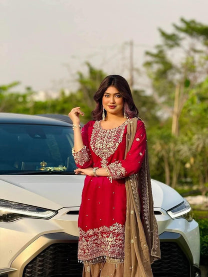 ইন্ডিয়ান  জর্জেট থ্রিপিস♦🔥