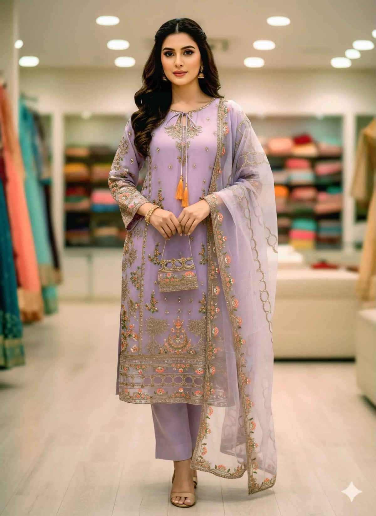 এমব্রয়ডারি কাজ করা সাদা বাহার♦