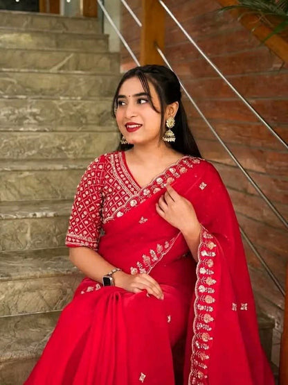 ইন্ডিয়ান জেমিচু ফ্যাব্রিক শাড়ি ✨