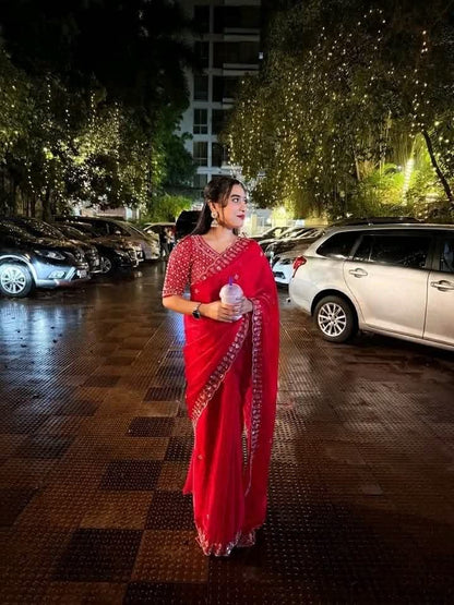 ইন্ডিয়ান জেমিচু ফ্যাব্রিক শাড়ি ✨